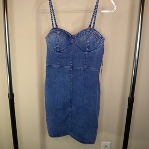 Sweetheart Neck Mini Denim Dress